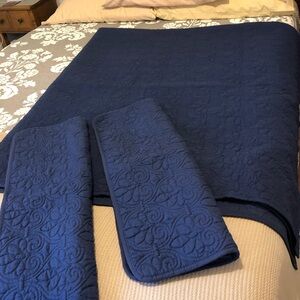 Queen size Navy Blue Quilted Bedspread